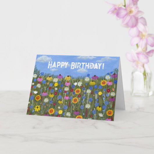 Wildflowers met Daisies Gevouwen Kaart (Orchidee)