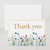 Wildflowers met Elegant Gold Script Bedankt (Voorkant / Achterkant)