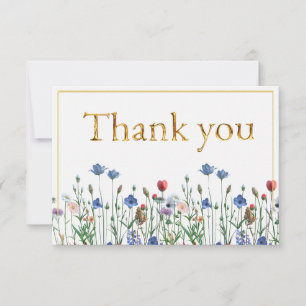 Wildflowers met Elegant Gold Script Bedankt