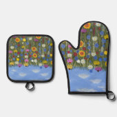 Wildflowers met madeliefjes ovenwant & pannenlap set (Voorkant)