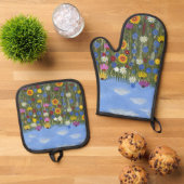 Wildflowers met madeliefjes ovenwant & pannenlap set (Top down)