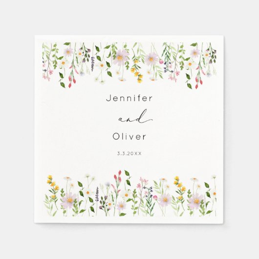 Wildflowers Minimalist Elegant Wedding Script Servet (Voorkant)