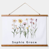 Wildflowers Minimalistische aangepaste naam Hangend Wandkleed (Voorkant)