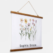 Wildflowers Minimalistische aangepaste naam Hangend Wandkleed (Gebogen)