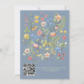 Wildflowers Modern Dusty Blue QR Code Wedding Kaart (Achterkant)