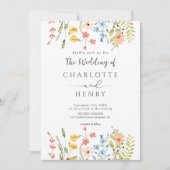Wildflowers Modern Elegant Rustiek Huwelijk Kaart (Voorkant)