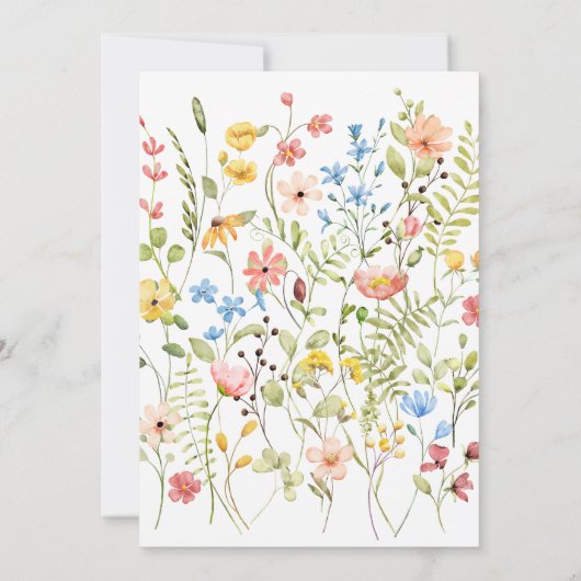 Wildflowers Modern Elegant Rustiek Huwelijk Kaart (Achterkant)