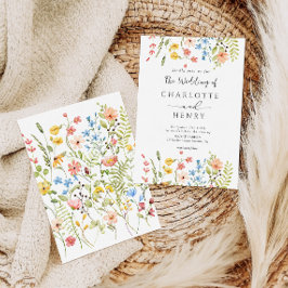 Wildflowers Modern Elegant Rustiek Huwelijk Kaart