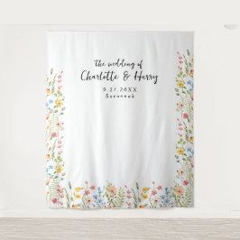 Wildflowers Modern Floral Wedding Foto Achtergrond Wandkleed