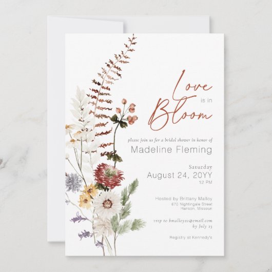 Wildflowers Modern Love In Bloom Vrijgezellenfeest Kaart (Voorkant)