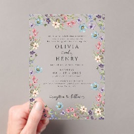 Wildflowers Modern Rustic Garden Spring Wedding Acryl Uitnodigingen