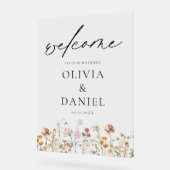 Wildflowers Modern Script Wedding Welkom Elegant Acryl Bord (Hoek)