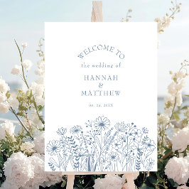 Wildflowers Modern Simple Boho Wedding Welkom Poster