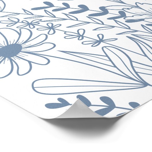 Wildflowers Modern Simple Boho Wedding Welkom Poster (Hoek)