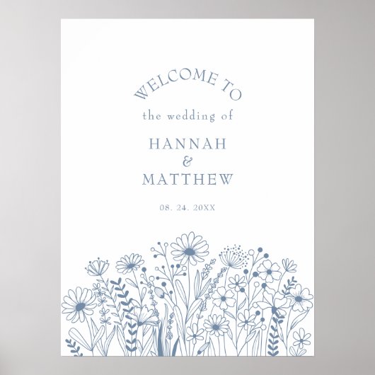 Wildflowers Modern Simple Boho Wedding Welkom Poster (Voorkant)