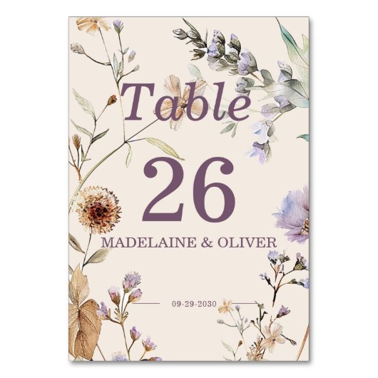 Wildflowers Modern Wedding Elegant Script Kaart (Voorkant)