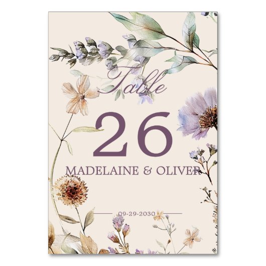 Wildflowers Modern Wedding Elegant Script Kaart (Voorkant)