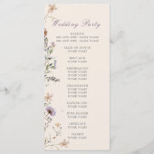 Wildflowers Modern Welcome Order Service Wedding Menu (Achterkant)