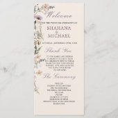 Wildflowers Modern Welcome Order Service Wedding Menu (Voorkant)
