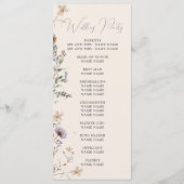Wildflowers Modern Welcome Order Service Wedding Menu (Achterkant)
