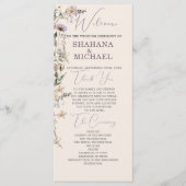 Wildflowers Modern Welcome Order Service Wedding Menu (Voorkant)