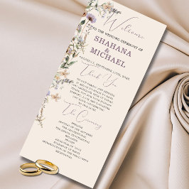 Wildflowers Modern Welcome Order Service Wedding Menu