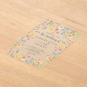 Wildflowers Moderne Elegante Tuin Trouwen Acryl Uitnodigingen (Laagn)