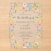 Wildflowers Moderne Elegante Tuin Trouwen Acryl Uitnodigingen (Voorkant)