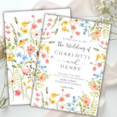 Wildflowers Moderne Elegante Tuin Trouwen Kaart
