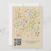Wildflowers Moderne Tuin Beige QR Code Wedding Kaart (Achterkant)