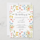 Wildflowers Moderne Tuin QR Code Huwelijk Kaart (Voorkant)