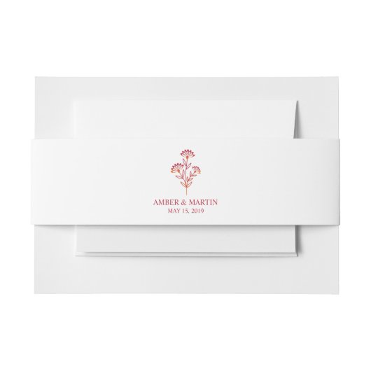 Wildflowers Monogram in Red Design Uitnodigingen Wikkel (Voorkant Voorbeeld)