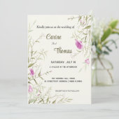 Wildflowers, mooie bloemen, handgetekende bruiloft kaart (Staand voorkant)