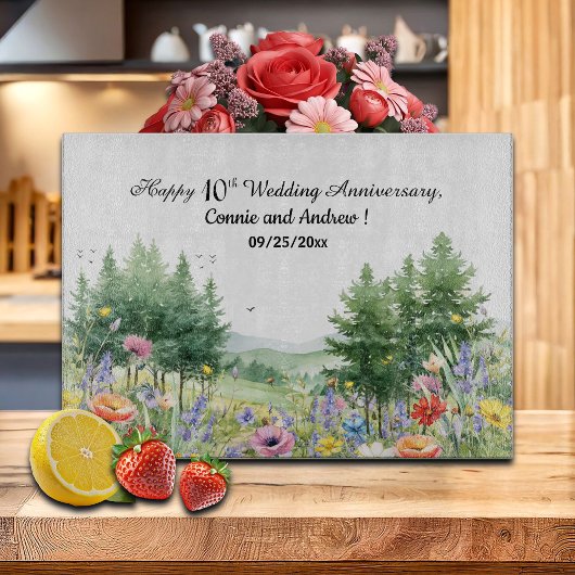 Wildflowers Mountains 10e bruiloft Jubileum Snijplank