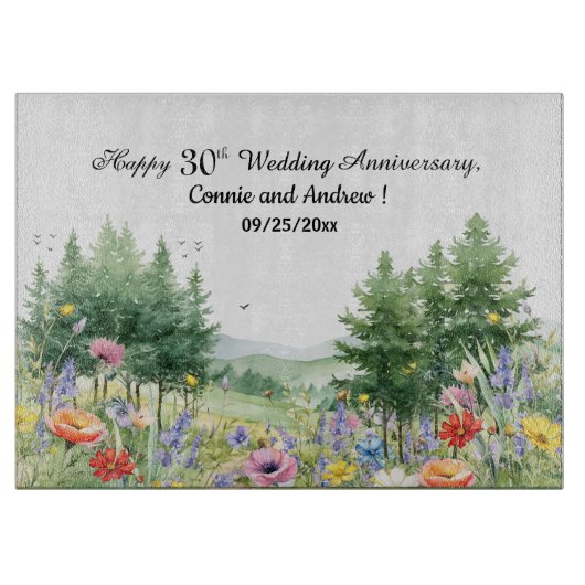 Wildflowers Mountains 30e bruiloft Jubileum Snijplank (Voorkant)