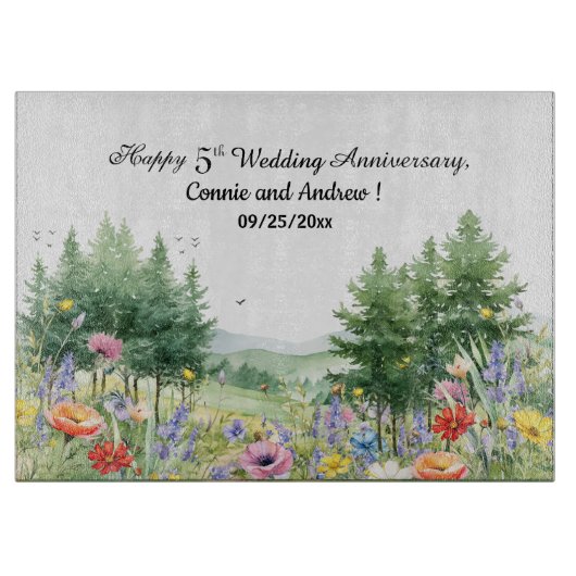 Wildflowers Mountains 5e bruiloft Jubileum Snijplank (Voorkant)