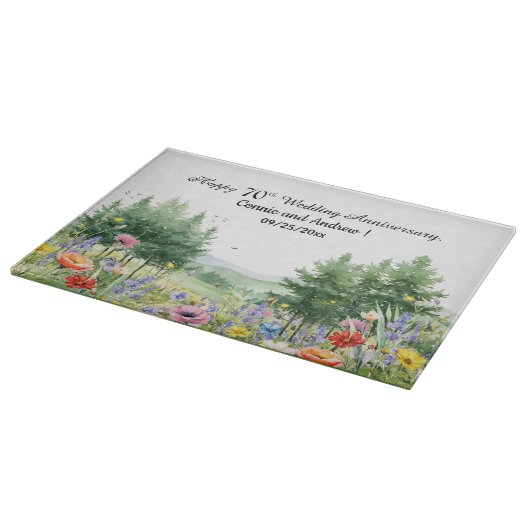 Wildflowers Mountains 70e bruiloft Jubileum Snijplank (Hoek)