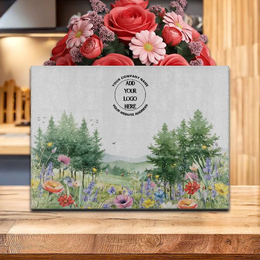 Wildflowers Mountains Zakelijk Logo Snijplank