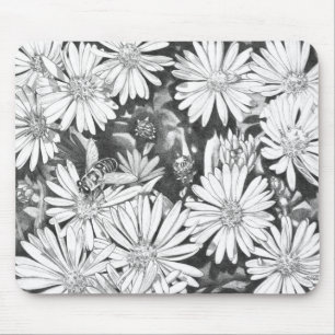 Wildflowers Mousepad Flower Sketch Computer Decor Muismat