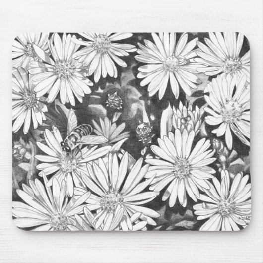 Wildflowers Mousepad Flower Sketch Computer Decor Muismat (Voorkant)