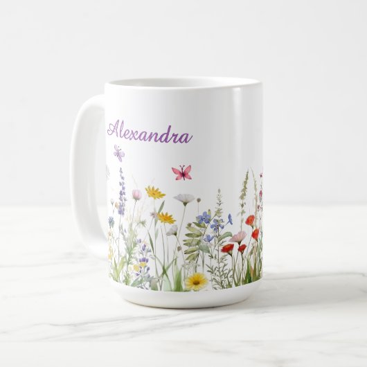 Wildflowers Name Mug Koffiemok (Voorkant links)