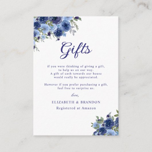 Wildflowers Navy Blue – Boho Rustic Wedding Informatiekaartje (Voorkant)