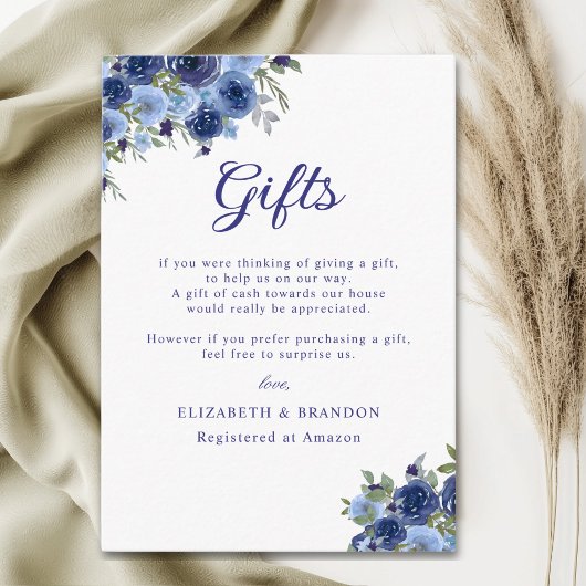 Wildflowers Navy Blue – Boho Rustic Wedding Informatiekaartje