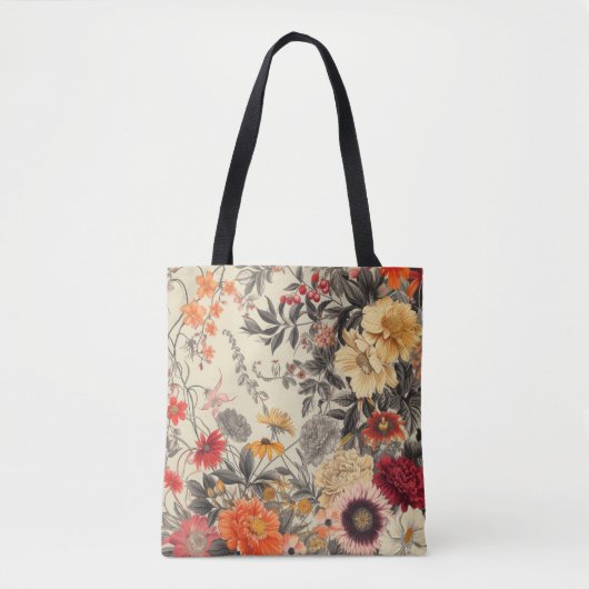 Wildflowers op Beige Tote Bag (Voorkant)