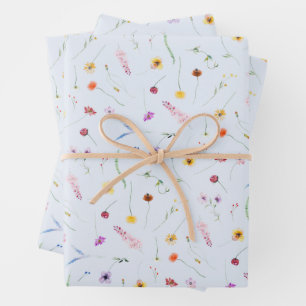 Wildflowers op blauw inpakpapier vel