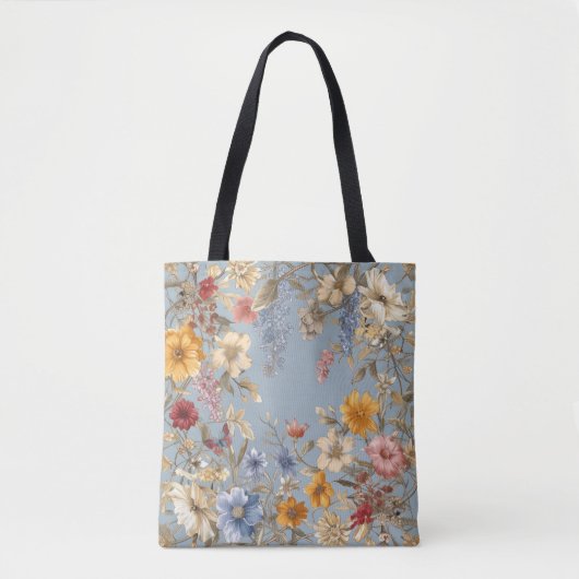 Wildflowers op blauw tote bag (Voorkant)