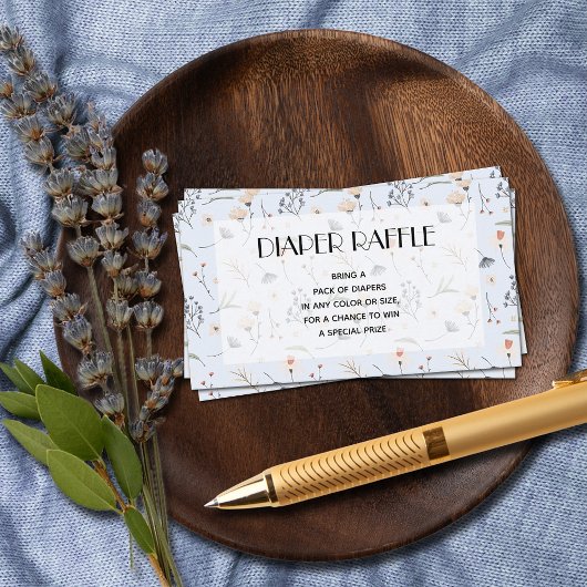 Wildflowers op Blue Boy Baby shower Luier Raffle Informatiekaartje