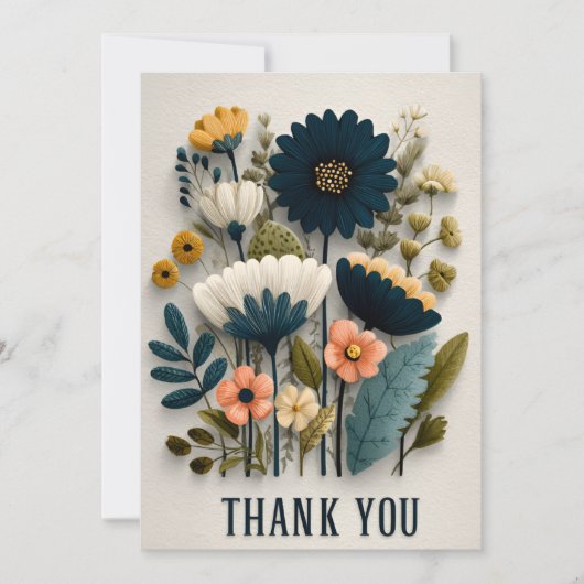 Wildflowers op getextureerd papier dank je kaart (Voorkant)