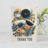 Wildflowers op getextureerd papier dank je kaart (Staand voorkant)