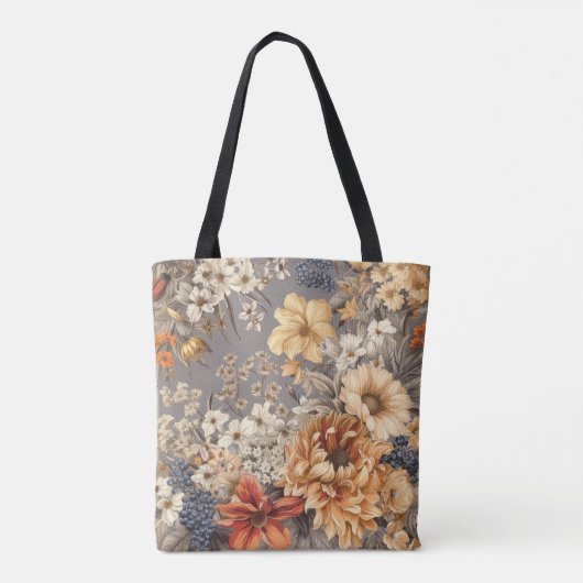 Wildflowers op grijs tote bag (Achterkant)